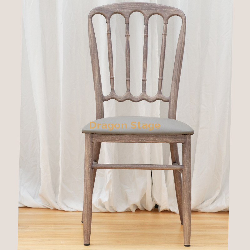 Vintage Wood Grain Soft Cushion Ancient Castle Chair Metal Bamboo Chair Iron Dining Chair Aluminum Alloy Banquet Chair Wholesale