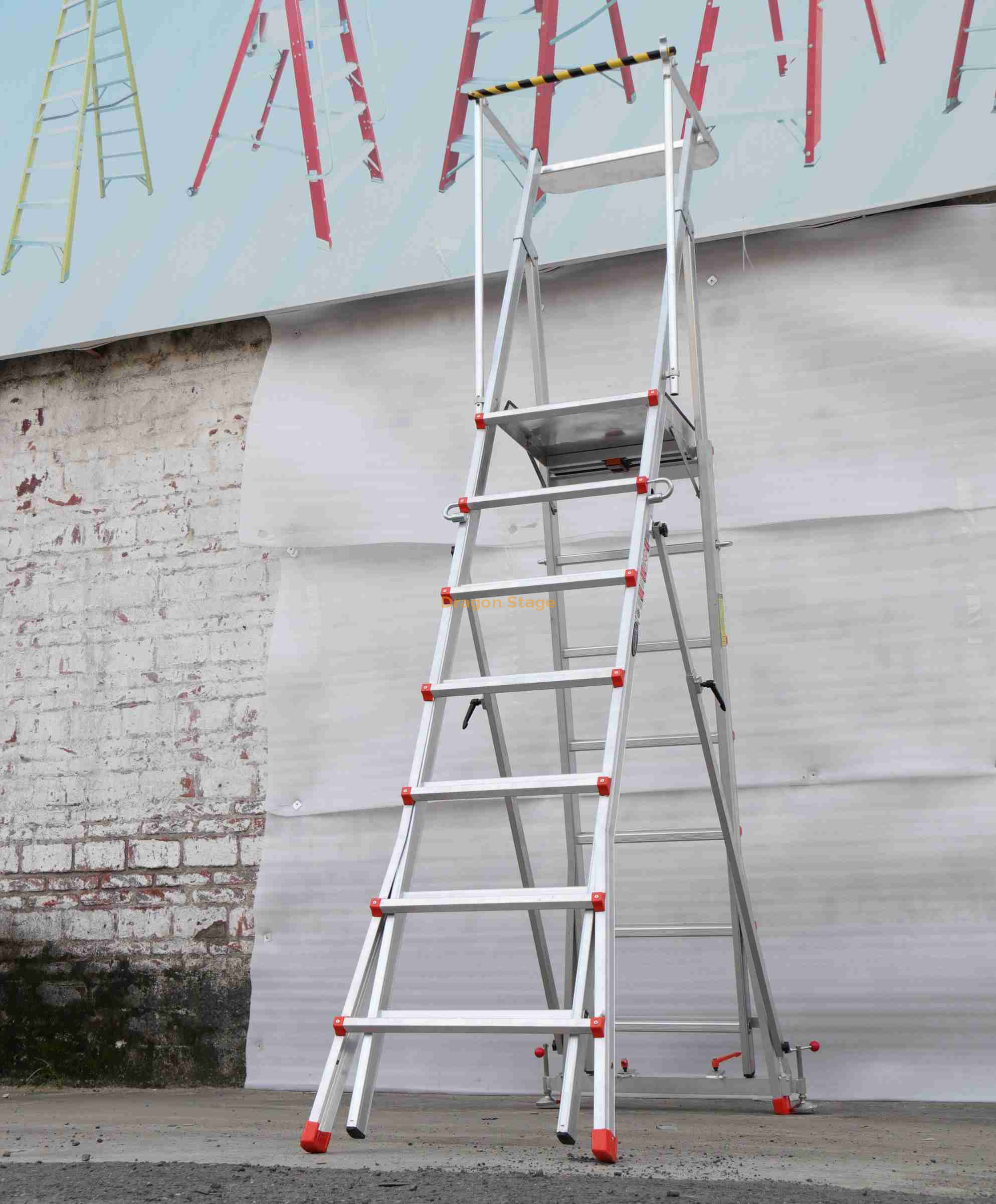 Ladder Platform Engineering Aluminum Double Platform Ladder Engineering Household Telescopic Ladder ...