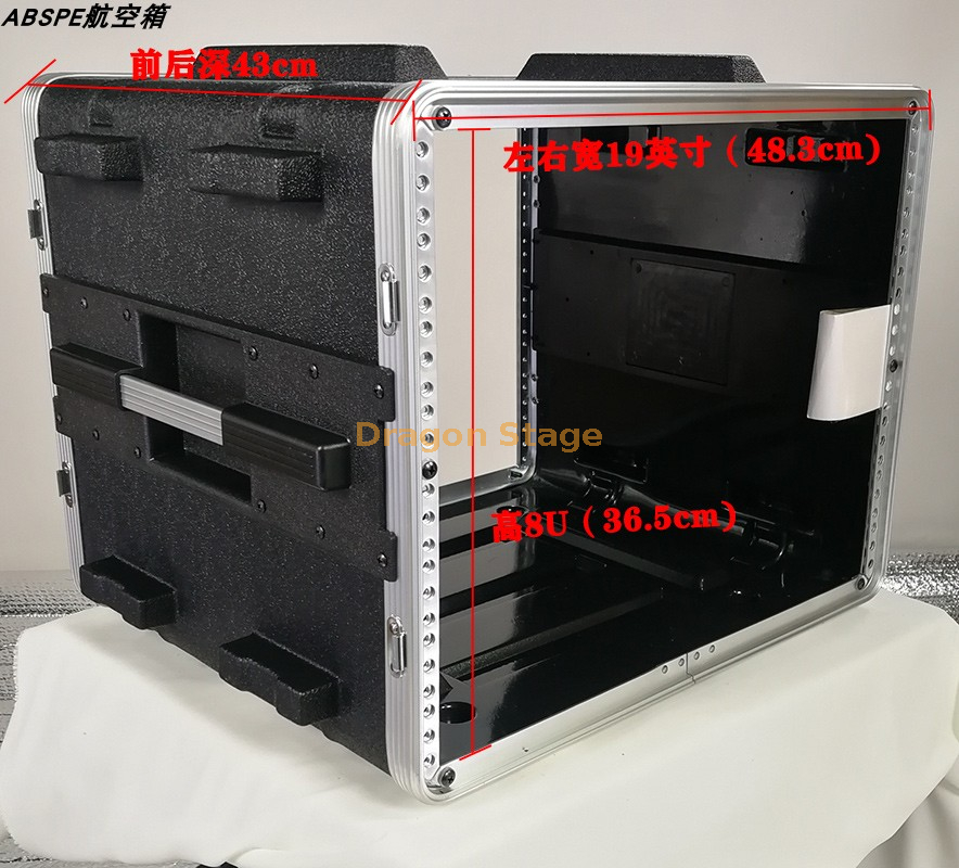 ABS 8U Trolley Case with Wheels 19inch Audio Power Amplifier Equipment Cabinet Small Abs Hard Case