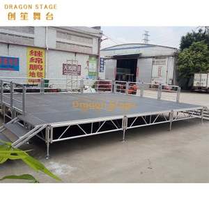 All-terrain Concert Aluminum Outdoor Event Stage 14x10m with 4 Stairs And Fence Around The Stag 3 Sides