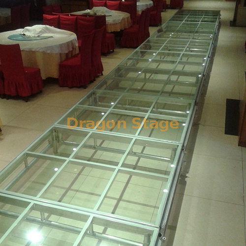 Clear Glass Wedding Stage Glass Runway Stage 44x4ft