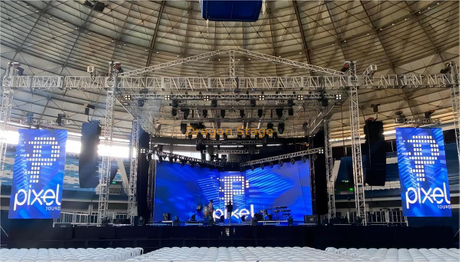 Stage Led Video Wall And Line Array Concert Roof Stage 18x16x14m