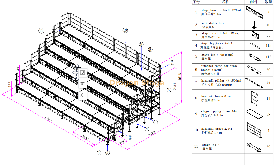 Aluminum Outdoor Indoor Grandstand Foldable Bleacher Grandstand Mobile ...