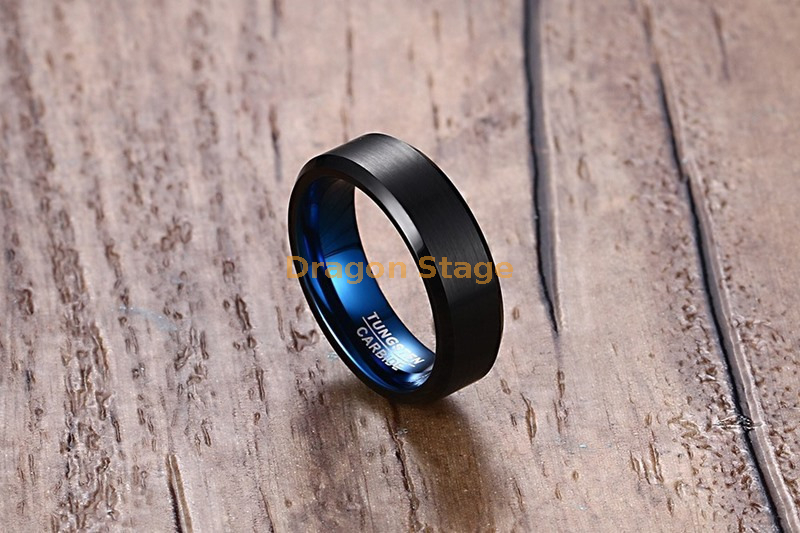 Philippine Class Wedding Tungsten Ring, Rainbow Blue Red Carbide