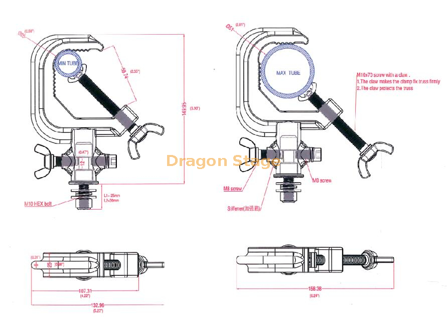 C Clamp Theatre Clamp Stage Light Clamp Assembly Stage Light Clamp